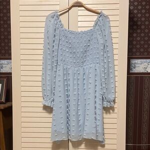 Exlura Elegant Blue Textured Women's Dress